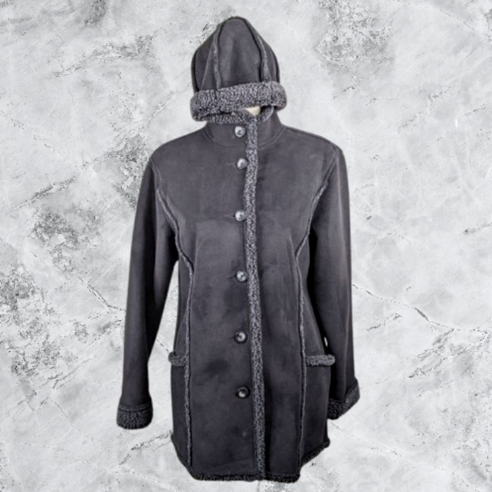 L.L. BEAN Faux Suede Sherpa Lined Coat with Matching Hat